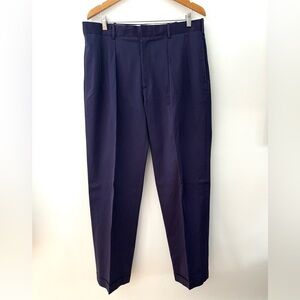House of Carrington Clubhouse 100% Cotton Navy Pleat Front Cuffed Hem Size 36